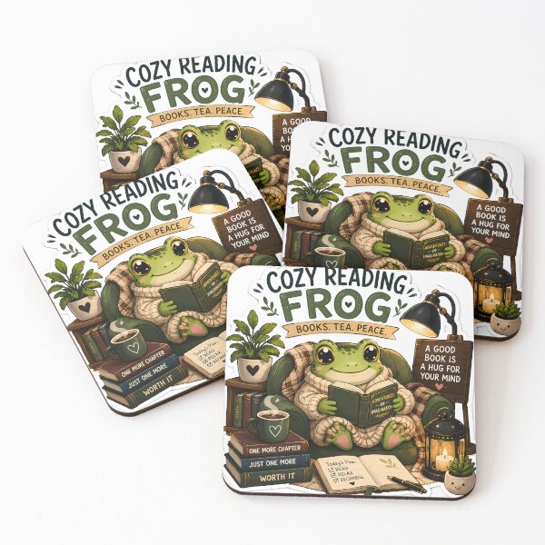 Item preview, Cozy Reading Frog Sticker | Book Lover Frog | Books Tea Peace | Cute Reading Aesthetic Sticker designed and sold by GenZStickerHub1.