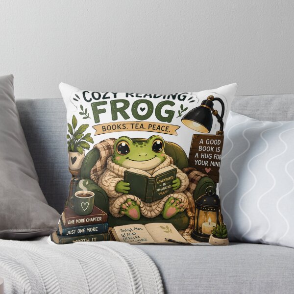 Item preview, Cozy Reading Frog Sticker | Book Lover Frog | Books Tea Peace | Cute Reading Aesthetic Sticker designed and sold by GenZStickerHub1.