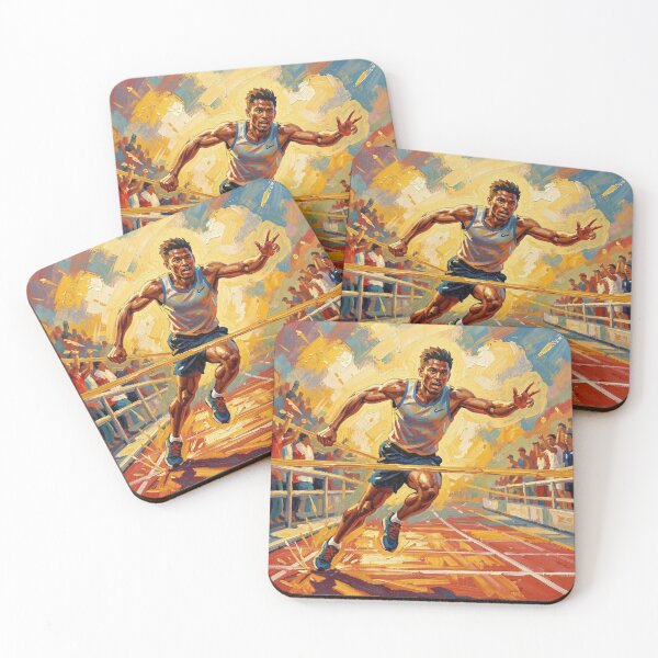 Item preview, Expressionist Runner Crossing the Finish Line with Painterly Energy designed and sold by FotoworldEdel.