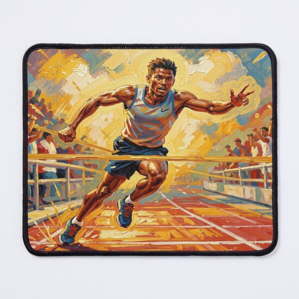 Item preview, Expressionist Runner Crossing the Finish Line with Painterly Energy designed and sold by FotoworldEdel.