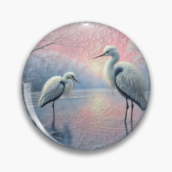 Item preview, Oil painting of two egrets in  a pond designed and sold by Chi261.
