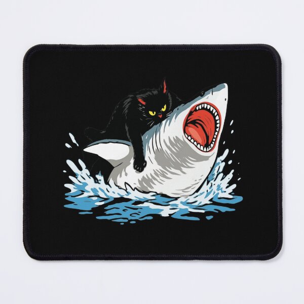 Item preview, Fierce Black Cat Riding Great White Shark designed and sold by haitrieuic96.
