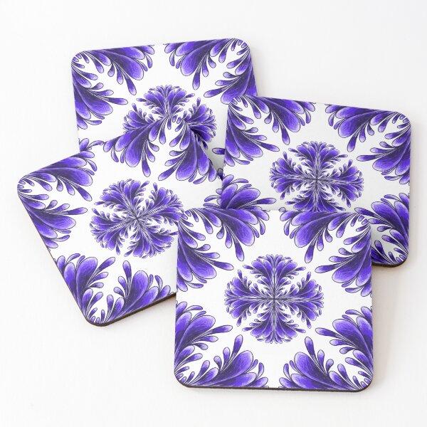 Item preview, Blue petal tile designed and sold by Doodles by Em.