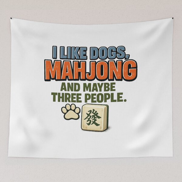 Item preview, I Like Dogs Mahjong and Maybe Three People Vintage Funny Mahjong Lover Retro Mahjong Player, Dog Lover Humor Mahjong  designed and sold by Teeture.