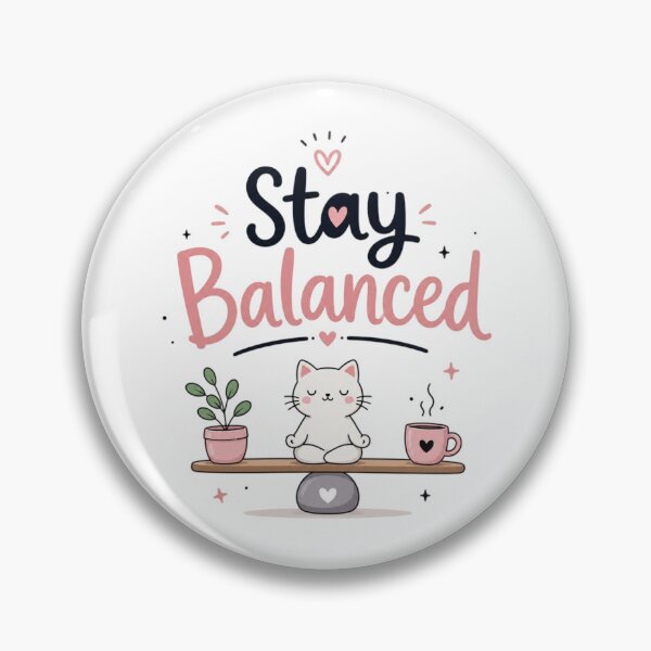 Item preview, Stay Balanced Cute Meditation Cat | Kawaii Mindfulness Quote Aesthetic Sticker designed and sold by Sanika arts .