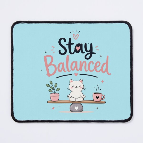 Item preview, Stay Balanced Cute Meditation Cat | Kawaii Mindfulness Quote Aesthetic Sticker designed and sold by Sanika arts .
