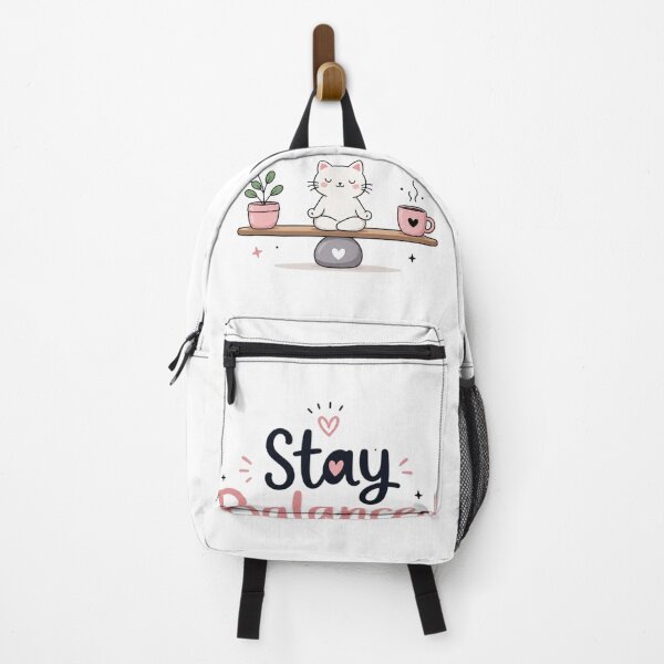 Item preview, Stay Balanced Cute Meditation Cat | Kawaii Mindfulness Quote Aesthetic Sticker designed and sold by Sanika arts .