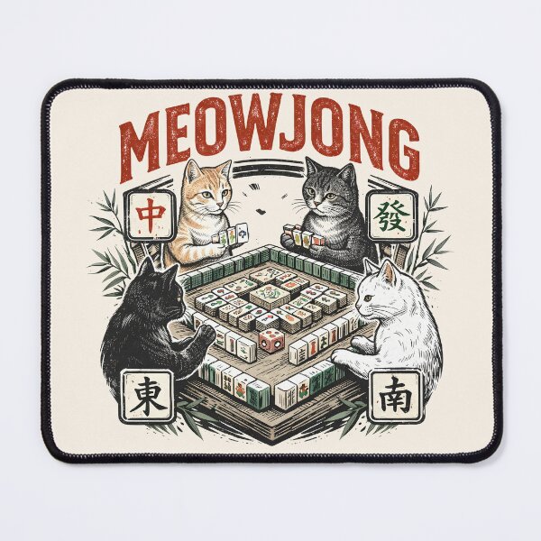 Item preview, Meowjong Funny Cats Playing Mahjong designed and sold by legendaryskins.