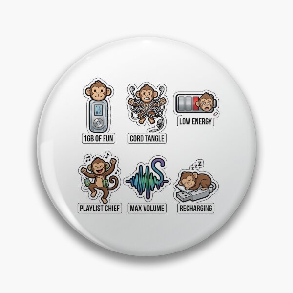 Item preview, Vintage Monkey MP3 Player Sticker Pack - Retro 2000s Digital Music Puns designed and sold by SimpleP.
