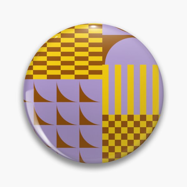 Item preview, Retro Geometric Shapes and Checkerboard Abstract in Lavender Brown Mustard Yellow designed and sold by nineFlorals.
