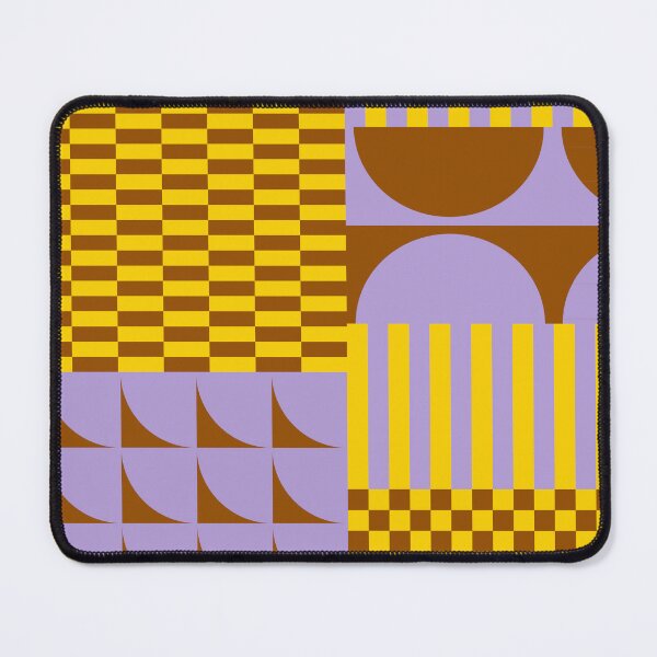 Item preview, Retro Geometric Shapes and Checkerboard Abstract in Lavender Brown Mustard Yellow designed and sold by nineFlorals.