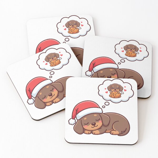 Item preview, Cute Sleeping Dachshund with Santa Hat | Kawaii Christmas Cartoon Sticker designed and sold by mayatA-rt.
