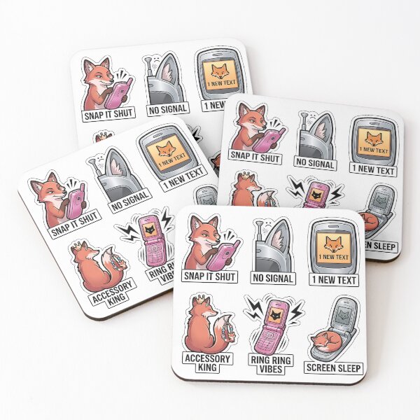 Item preview, Vintage Fox Flip Phone Sticker Pack - Retro 2000s Cellular Mobile Puns designed and sold by SimpleP.