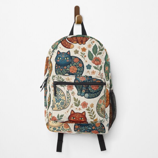 Item preview, Vintage Floral Folk Art Cat Pattern designed and sold by Iampoji.