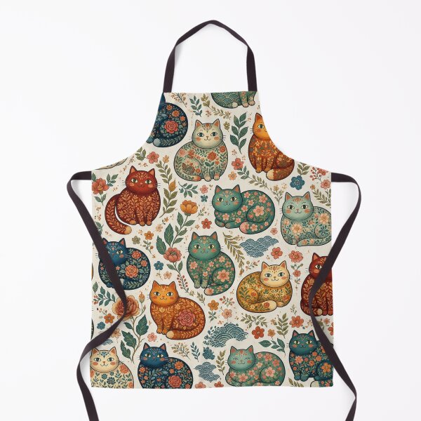 Item preview, Vintage Floral Folk Art Cat Pattern designed and sold by Iampoji.