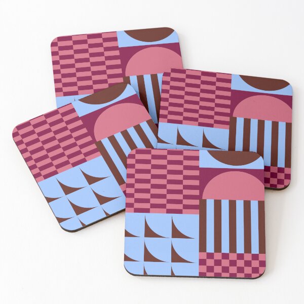 Item preview, Retro Geometric Shapes and Checkerboard Abstract in Burgundy Purple Blue designed and sold by nineFlorals.