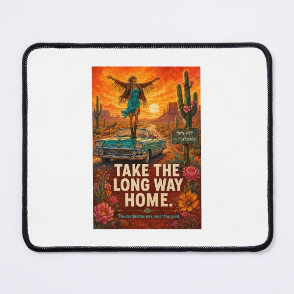 Item preview, Take the Long Way Home Vintage Desert Travel Quote Poster designed and sold by Whimsical Cottagecore Art.