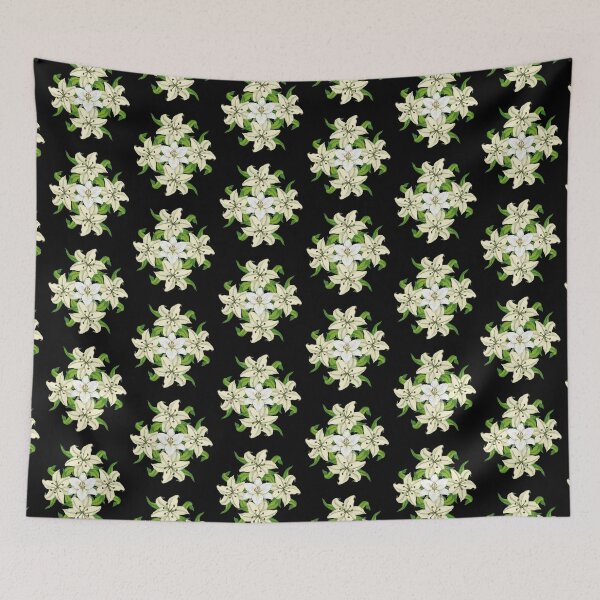 Item preview, White Lily Bouquet on Vintage Black Background designed and sold by Jyoti-Quotes.