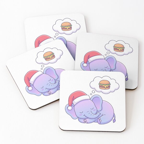 Item preview, Cute Sleeping Baby Elephant with Santa Hat | Kawaii Christmas Cartoon Sticker designed and sold by mayatA-rt.