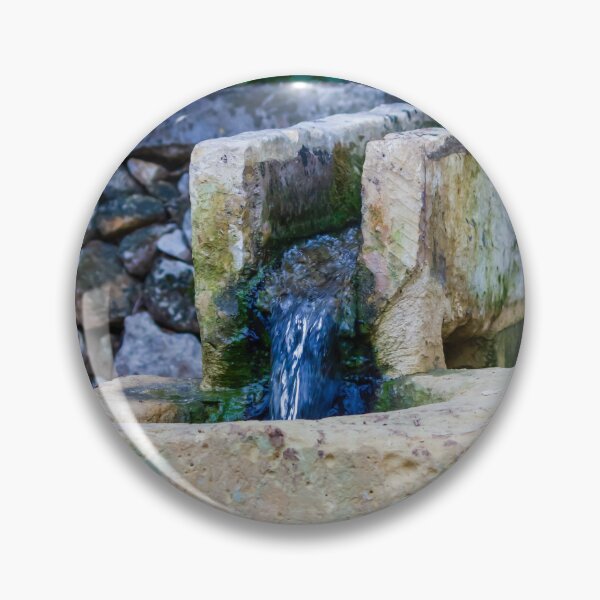 Item preview, Rustic Stone Fountain With Flowing Water and Mossy Trough in a Quiet Garden Setting designed and sold by Nmallia.
