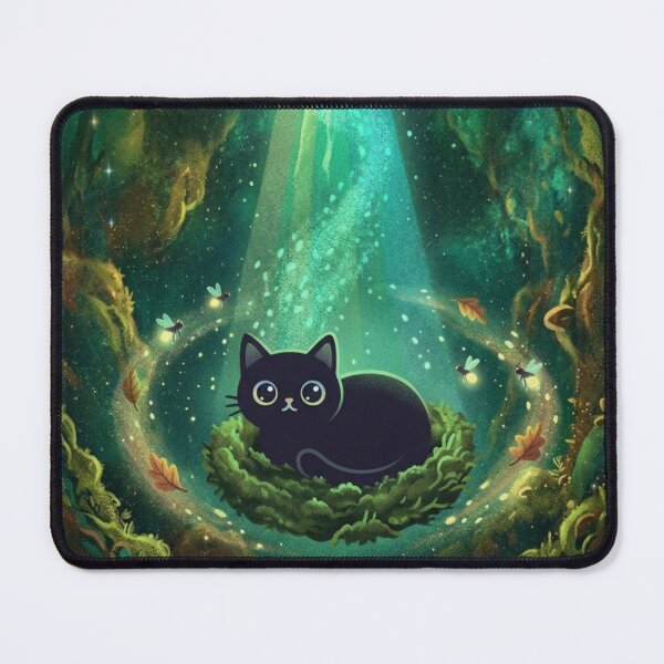 Item preview, Magical Bioluminescent Forest Black Cat designed and sold by 0Zetgest.