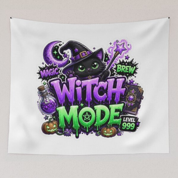 Item preview, WITCH MODE Graffiti Sticker PNG | Cute Halloween Witch Aesthetic | Spooky Kawaii Vinyl Decal | Colorful Gamer Style Laptop & Journal Sticker designed and sold by Stylestickers55.