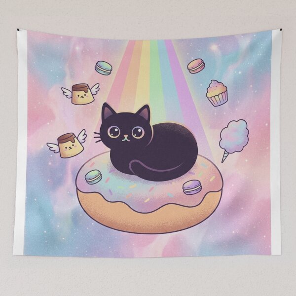 Item preview, Sweet Pastel Candy Planet Black Cat designed and sold by 0Zetgest.