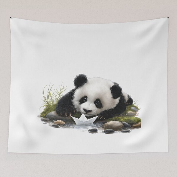 Item preview, Little Panda and the Paper Boat designed and sold by Helenaphotoart.