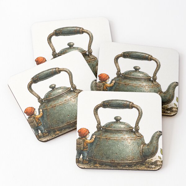 Item preview, Tiny Explorer Climbing a Vintage Teapot designed and sold by Sara-Ai.