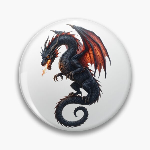 Item preview, Black Fire Dragon Fantasy Art - Dark Dragon Illustration for Dragon Lovers designed and sold by DragonSerpent Ink.