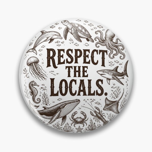 Item preview, Respect the Locals – Ocean Wildlife Line Art | Vintage Marine Life T-Shirt designed and sold by ArtMashupCo.