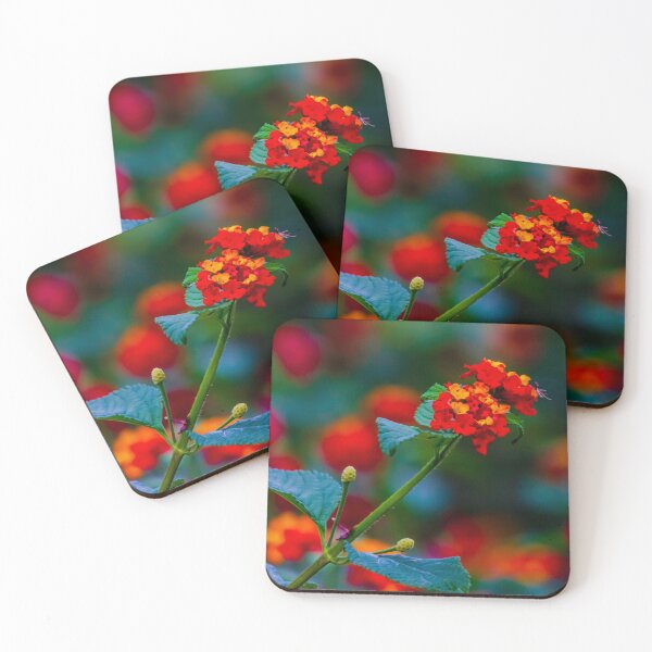 Item preview, Vibrant Red And Yellow Lantana Flower Close-Up With Bokeh Garden Background designed and sold by Nmallia.