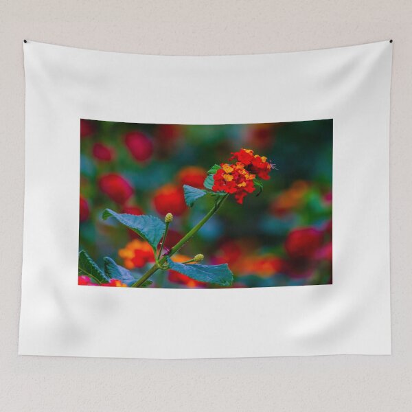 Item preview, Vibrant Red And Yellow Lantana Flower Close-Up With Bokeh Garden Background designed and sold by Nmallia.