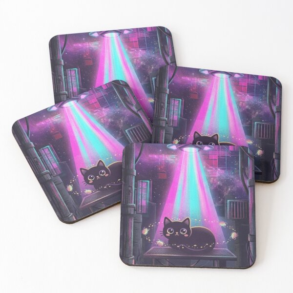 Item preview, Neon Cyberpunk Alley Black Cat designed and sold by 0Zetgest.