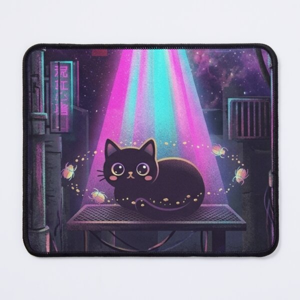 Item preview, Neon Cyberpunk Alley Black Cat designed and sold by 0Zetgest.
