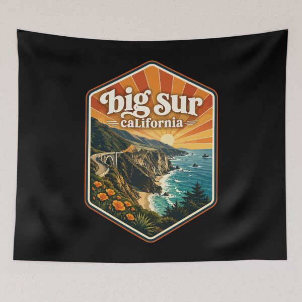 Item preview, Big Sur California Coast Retro Vintage Travel designed and sold by TomFrontierArt.