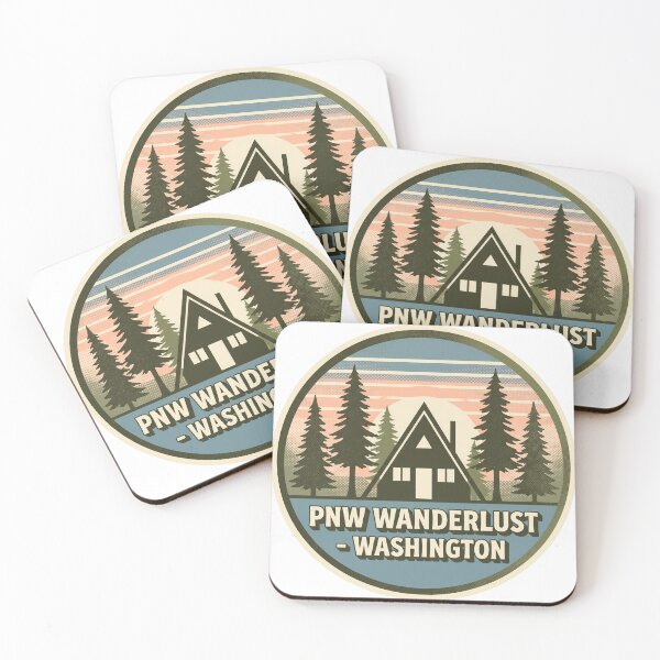 Item preview, PNW Wanderlust Washington Retro A-Frame Cabin Badge designed and sold by LoliDesignShop.