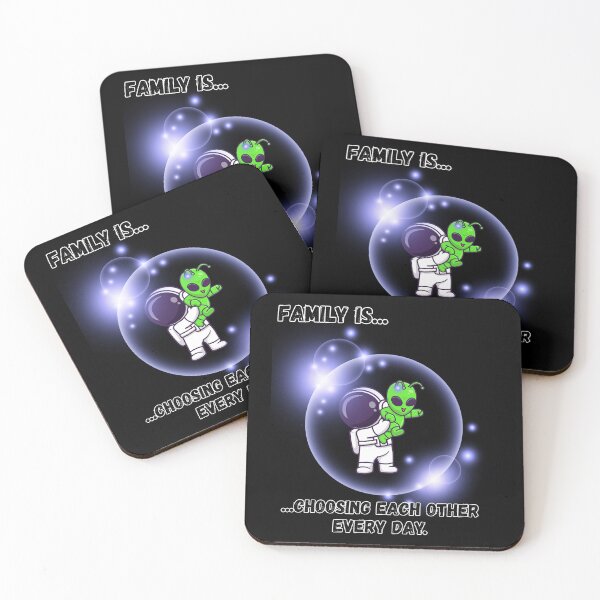 Item preview, Family Is Choosing Each Other Every Day Cute Astronaut and Alien Design designed and sold by AhmadAnnaPrints.