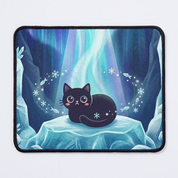 Item preview, Arctic Aurora Ice Cave Black Cat designed and sold by 0Zetgest.