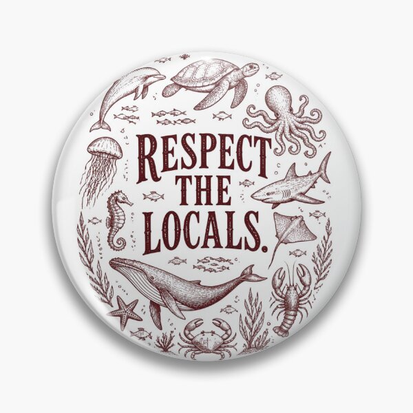 Item preview, Respect the Locals – Ocean Wildlife Line Art | Vintage Marine Life T-Shirt designed and sold by ArtMashupCo.