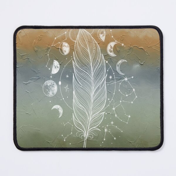 Item preview, Boho Celestial Feather & Moon Phases on Earthy Acrylic Gradient Art Print designed and sold by Nakrisa.