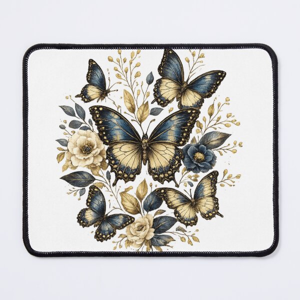 Item preview, Elegant Blue & Gold Butterfly Botanical Illustration designed and sold by SP319.