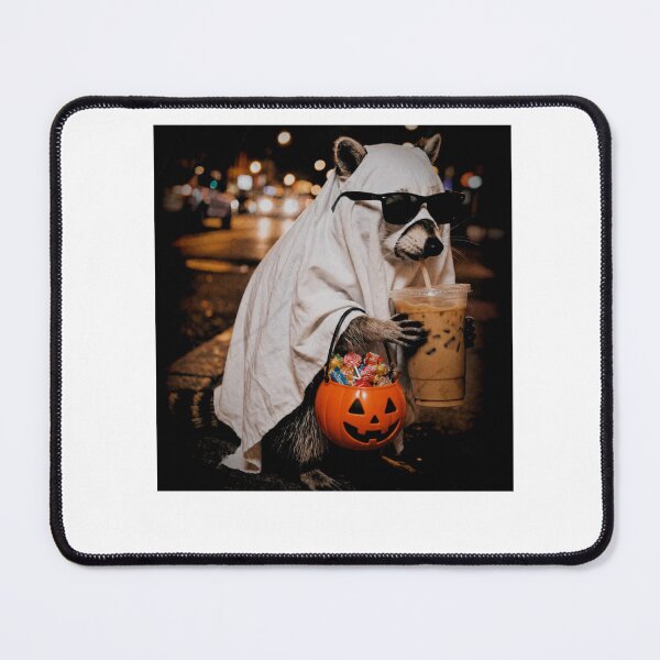 Item preview, Raccoon Ghost Halloween Iced Coffee Trick Or Treat designed and sold by margamPagenberg.