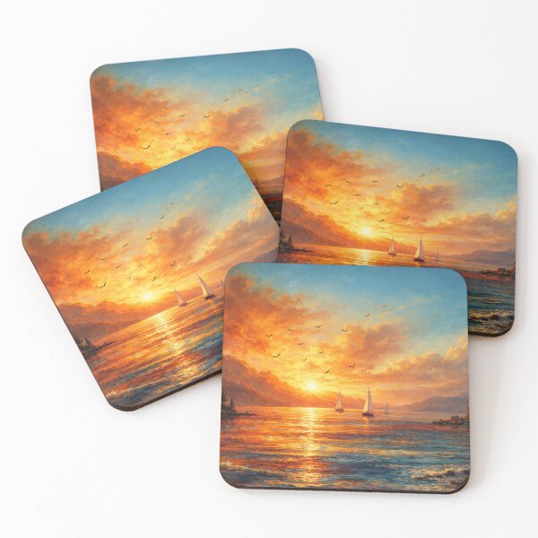 Item preview, Crimson Sunset Serenity - Orange Blue Sunset Landscape designed and sold by Joey Santiago.