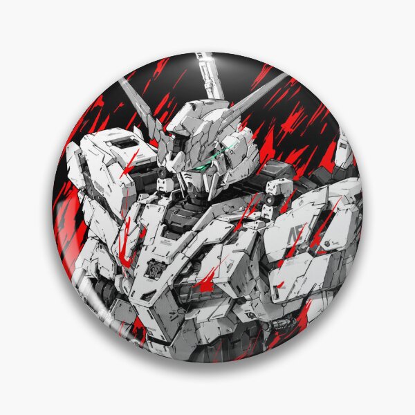 Item preview, black white vector unicorn Gundam mecha anime art Digital Artwork designed and sold by sabartgunpla.