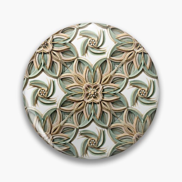 Item preview, 3D Papercut Floral Mandala Pattern in Sage & Gold designed and sold by mackyartsstudio.
