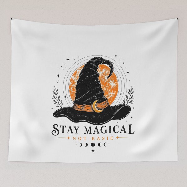 Item preview, Stay Magical Not Basic Witch Hat Moon Design designed and sold by margamPagenberg.