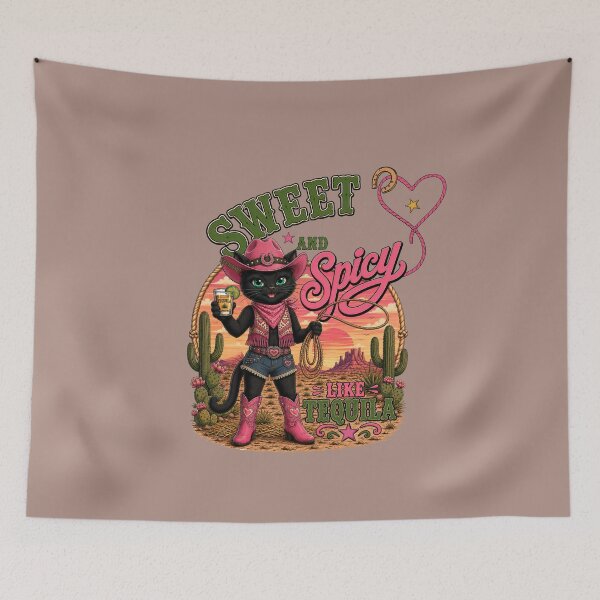 Item preview, Sweet & Spicy Like Tequila Cat Shirt | Retro Western Cowgirl Cat Tee designed and sold by Aimetoi.
