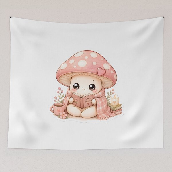 Item preview, Mushroom Reading Little Stories | Cozy Bookish Sticker designed and sold by BLOOMVELLE.