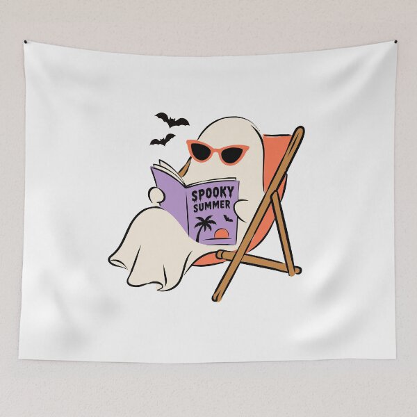 Item preview, Cute Spooky Summer Ghost Reading Book designed and sold by     Sela Art .